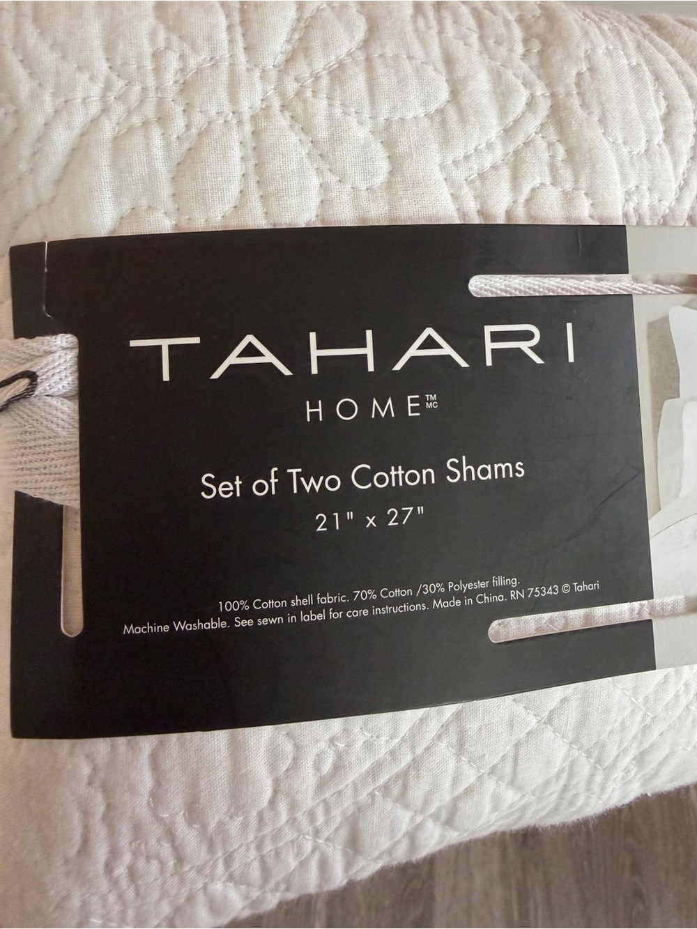 Tahari White Quilted Cotton Shams - Set of 2